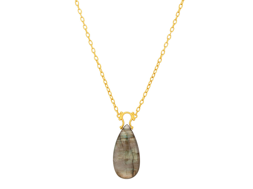 GURHAN, GURHAN Pandoras Box Gold Labradorite Pendant Necklace, Flat Drop