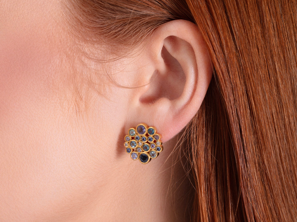 GURHAN, GURHAN Pointelle Gold Multi-Stone Stud Earrings, Round Stone Cluster