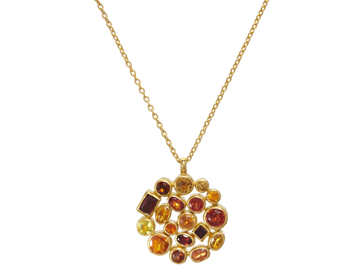 GURHAN, GURHAN Pointelle Gold Cluster Necklace, Mixed Stones