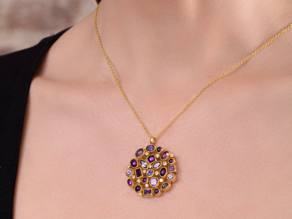 GURHAN, GURHAN Pointelle Gold Cluster Necklace, Amethyst