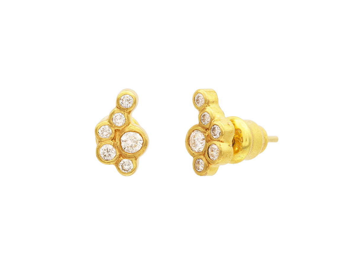 GURHAN, GURHAN Pointelle Gold Crawler Stud Earrings, 7mm Wide, Diamond Cluster