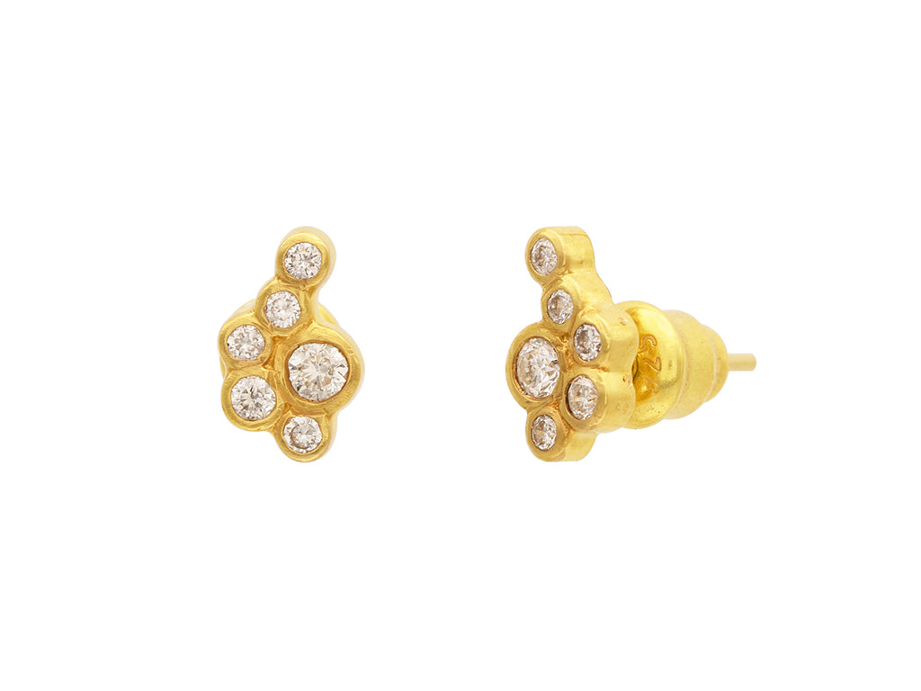 GURHAN, GURHAN Pointelle Gold Diamond Crawler Stud Earrings, 6-Stone Cluster