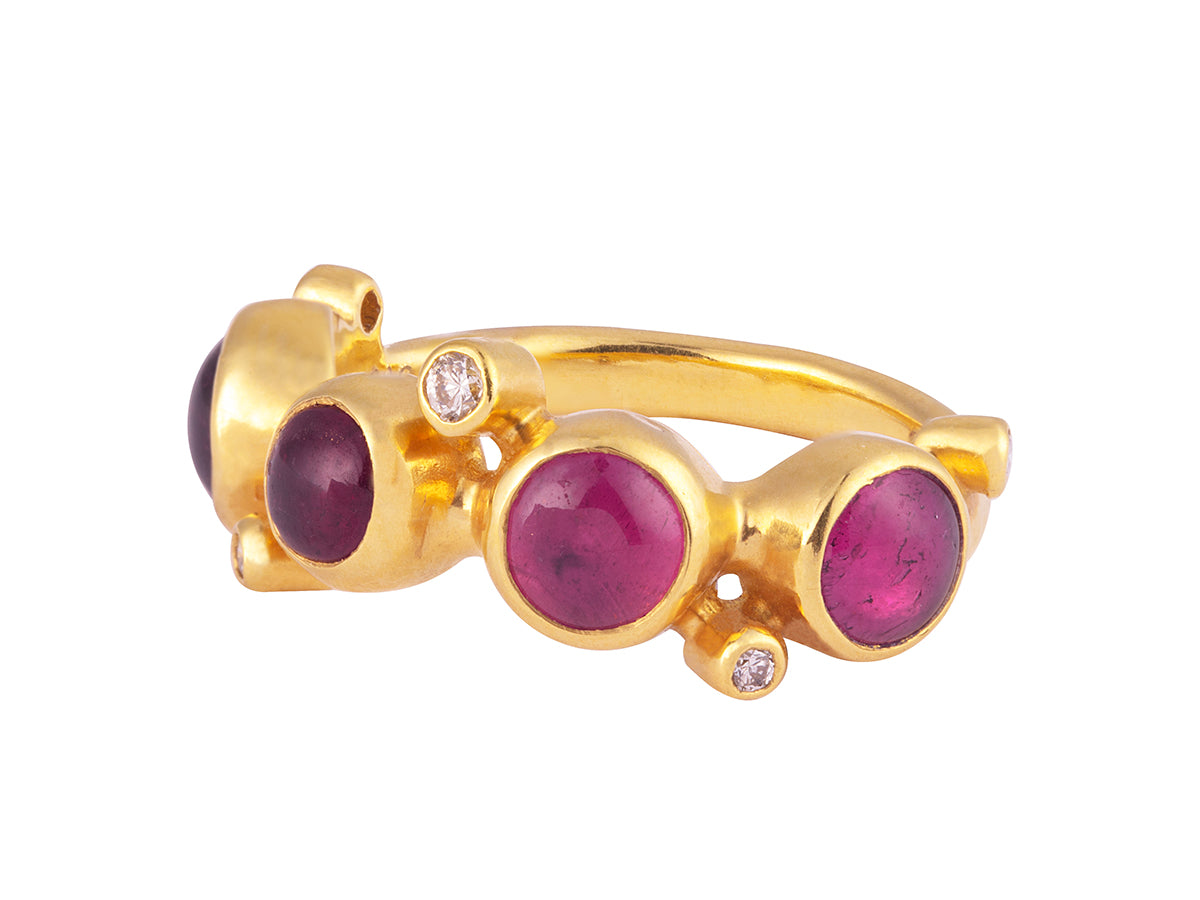 GURHAN, GURHAN Pointelle Gold Multi-Stone Cocktail Ring, Mixed-Sized Stones, Tourmaline