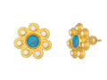 GURHAN, GURHAN Pointelle Gold Post Stud Earrings, 6mm Round Center Stone, Opal and Diamond