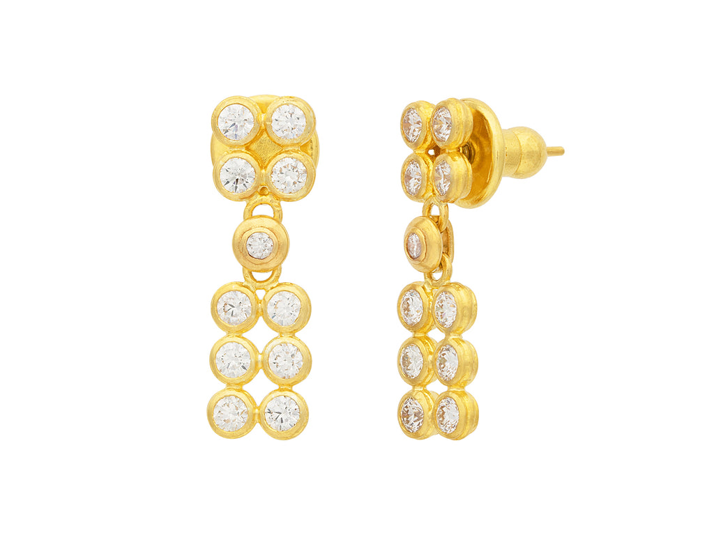 GURHAN, GURHAN Pointelle Gold Diamond Single Drop Earrings, Rectangle and Square Grid