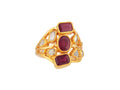 GURHAN, GURHAN Pointelle Gold Stone Cocktail Ring, Mixed Cluster, Ruby and Diamond