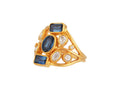 GURHAN, GURHAN Pointelle Gold Stone Cocktail Ring, Mixed Cluster, Sapphire and Diamond