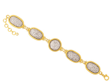 GURHAN, GURHAN Pointelle Gold Diamond All Around Single-Strand Bracelet, Oval and Round Links with Clustered Stones