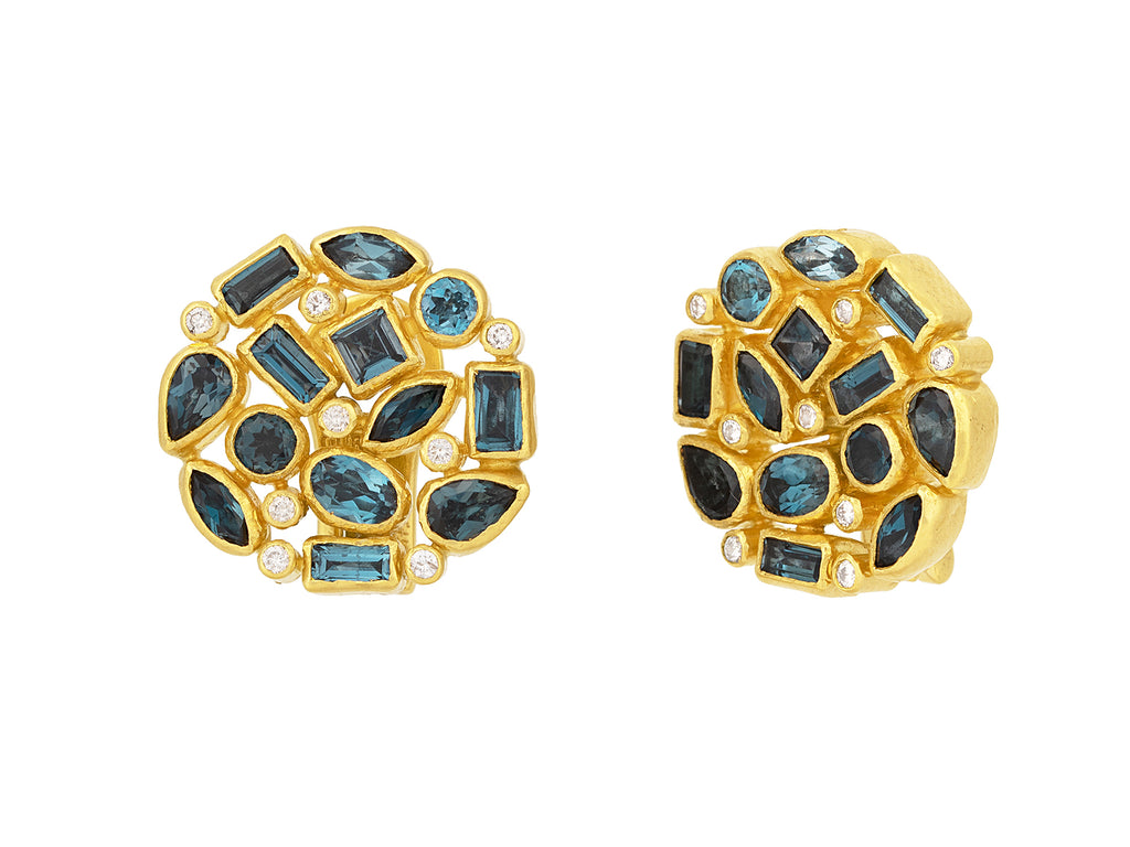 GURHAN, GURHAN Pointelle Gold Topaz Stud Earrings, Mixed Shaped Round Cluster on Clip Post