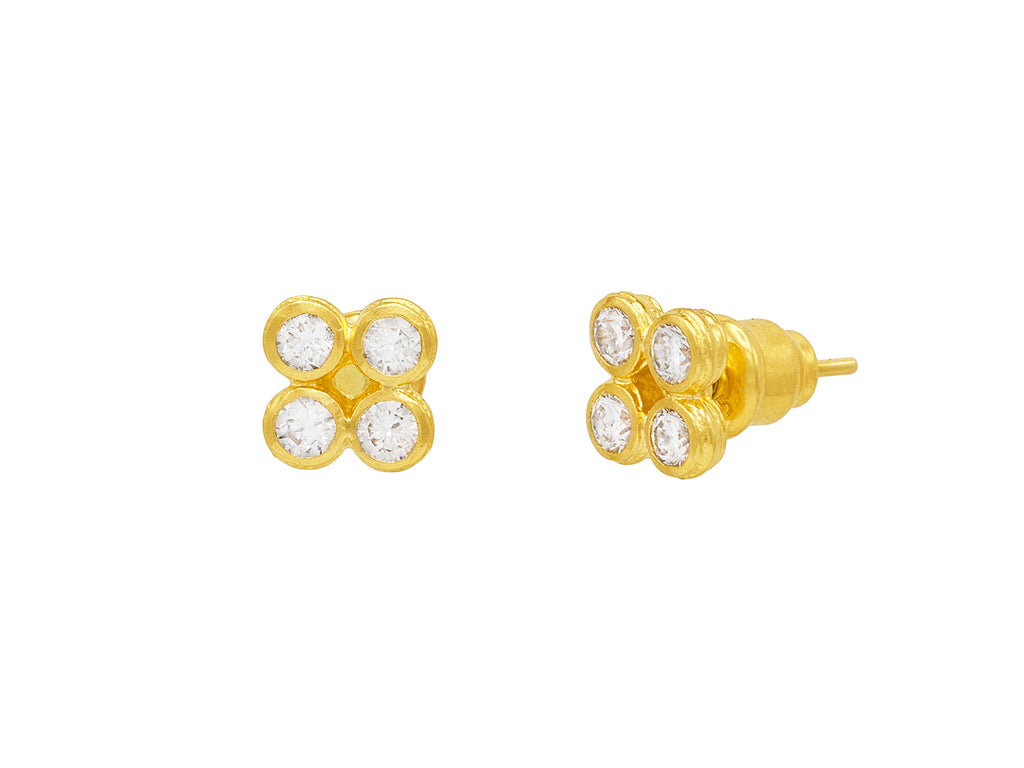 GURHAN, GURHAN Pointelle Gold Diamond Stud Earrings, Small Square Grid