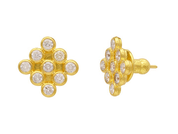 GURHAN, GURHAN Pointelle Gold Diamond Stud Earrings, Large Square Grid