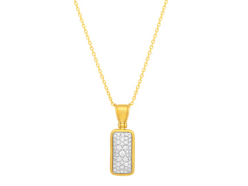 GURHAN, GURHAN Pointelle Gold Diamond Pave Pendant Necklace, 32x11mm Rectangle Stone Cluster