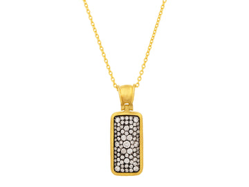 GURHAN, GURHAN Pointelle Gold Diamond Pendant Necklace, Large Rectangle, Blackened Gold Pave