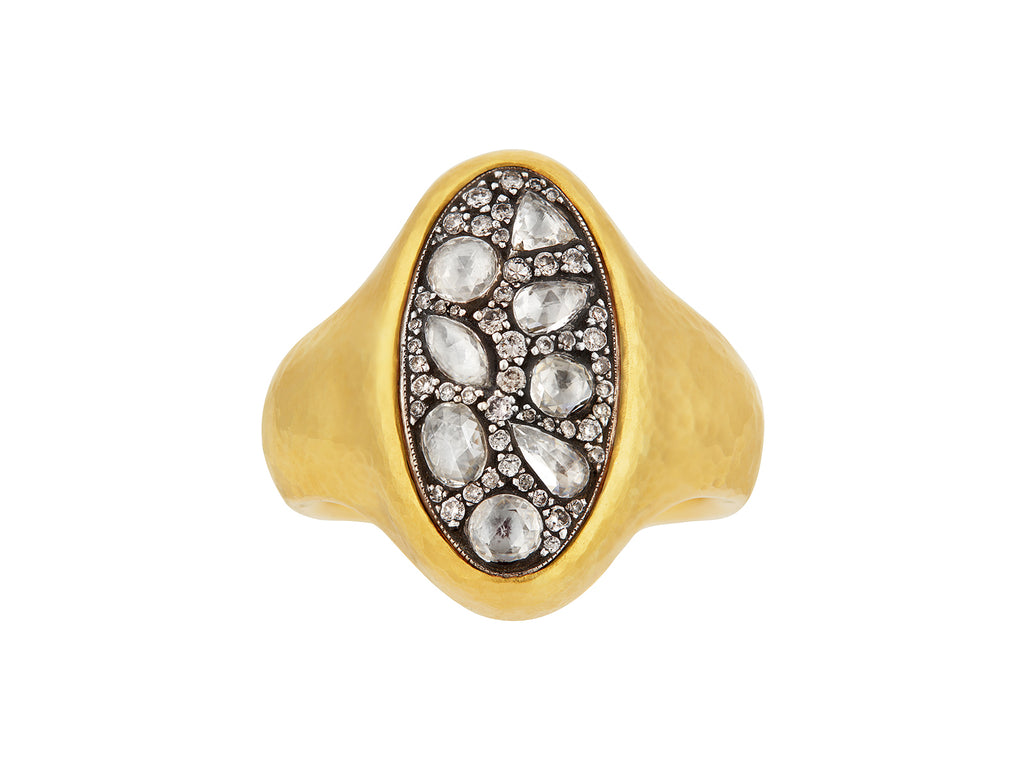 GURHAN, GURHAN Pointelle Gold Diamond Cocktail Ring, Large Oval Stone Cluster