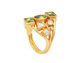 GURHAN, GURHAN Prism Gold Cluster Cocktail Ring, Mixed Shapes on Graduated Band, Peridot and Diamond