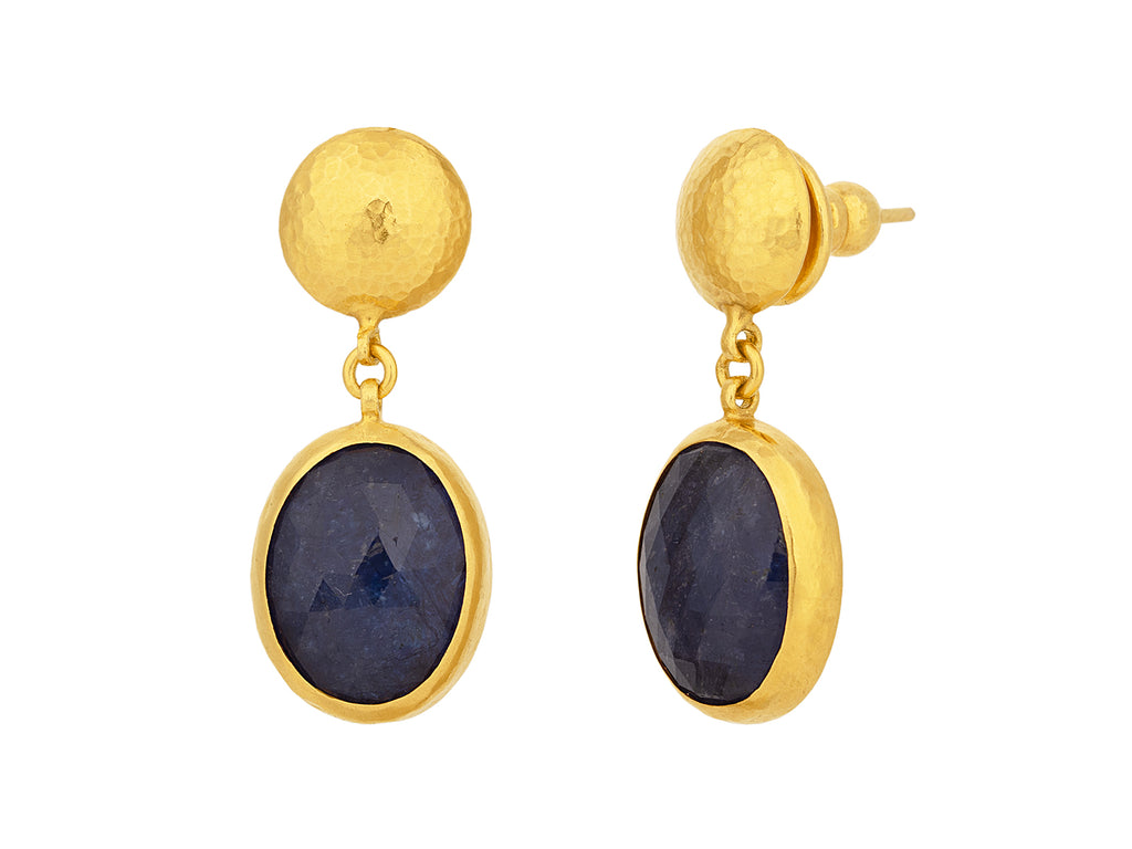 GURHAN, GURHAN Prism Gold Tanzanite Single Drop Earrings, 16x12mm Oval on Post Top