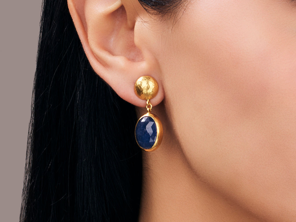 GURHAN, GURHAN Prism Gold Tanzanite Single Drop Earrings, 16x12mm Oval on Post Top