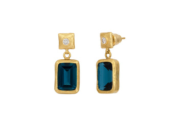 GURHAN, GURHAN Prism Gold Topaz Single Drop Earrings, 14x10mm Rectangle