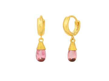 GURHAN, GURHAN Prism Gold Tourmaline Single Drop Earrings, 9x6mm Teardrop on Huggie Hoop