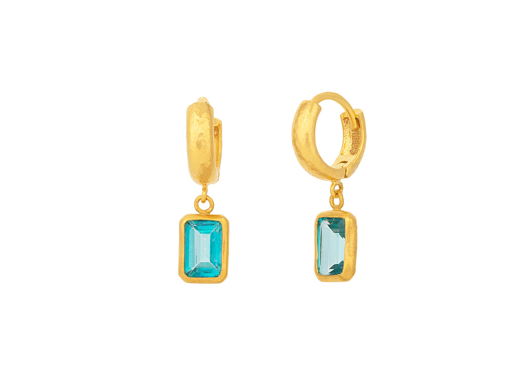 GURHAN, GURHAN Prism Gold Topaz Single Drop Earrings, 7x5mm Rectangle Stone on Huggie Hoop Top