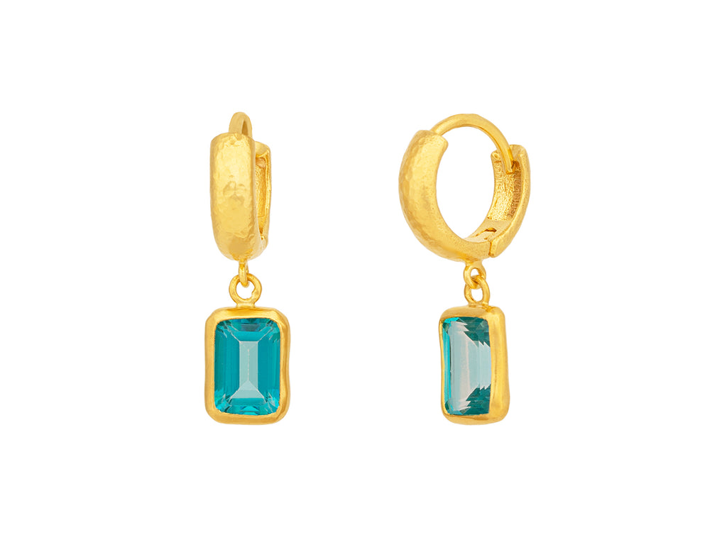 GURHAN, GURHAN Prism Gold Topaz Single Drop Earrings, 7x5mm Rectangle on Huggie Hoop