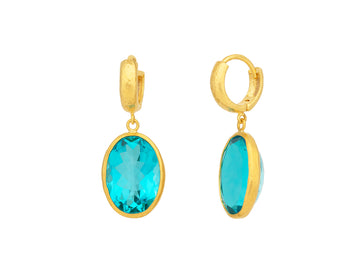 GURHAN, GURHAN Prism Gold Topaz Single Drop Earrings, 14x10mm Oval on Huggie Hoop