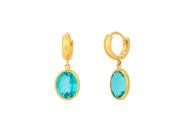 GURHAN, GURHAN Prism Gold Topaz Single Drop Earrings, 10x8mm Oval Stone on Huggie Hoop Top