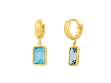 GURHAN, GURHAN Prism Gold Topaz Single Drop Earrings, 8c6mm Rectangle Stone on Huggie Hoop Top