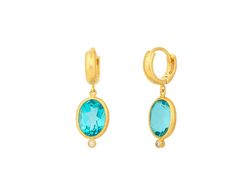 GURHAN, GURHAN Prism Gold Topaz Single Drop Earrings, 10x8mm Oval Stone on Huggie Hoop Top