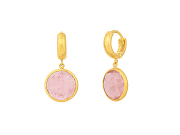 GURHAN, GURHAN Prism Gold Tourmaline Single Drop Earrings, 11mm Round Stone on Huggie Hoop Top