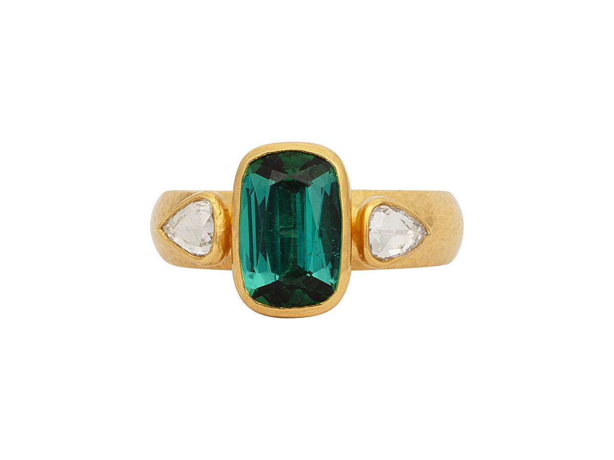 GURHAN, GURHAN Prism Gold Stone Cocktail Ring, 11x8mm Rectangle, Tourmaline and Diamond