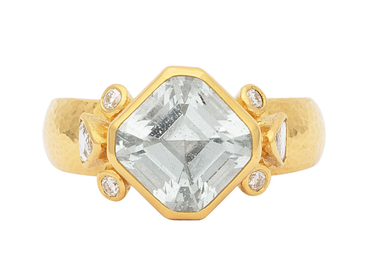GURHAN, GURHAN Prism Gold Stone Cocktail Ring, 9mm Square, Tourmaline and Diamond