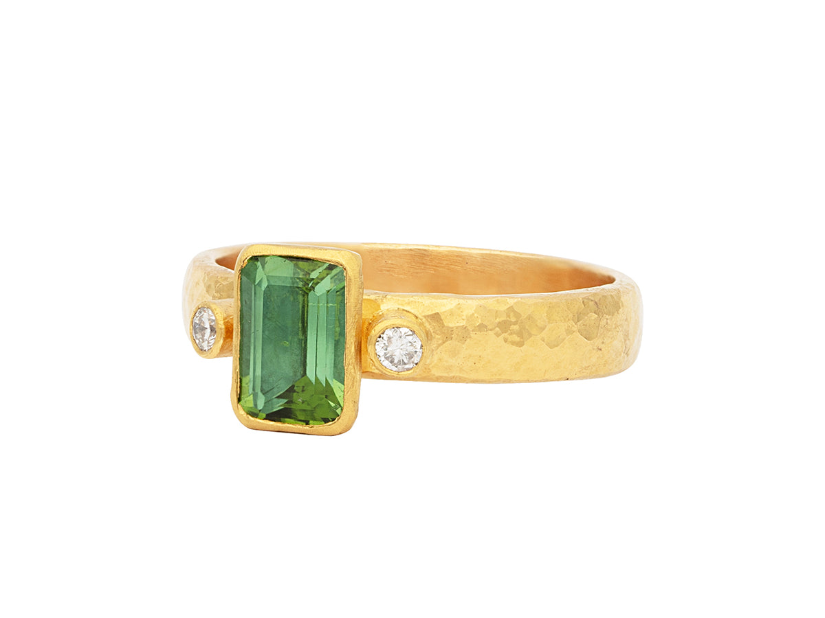 GURHAN, GURHAN Prism Gold Stone Cocktail Ring, 8x5mm Rectangle, Tourmaline and Diamond