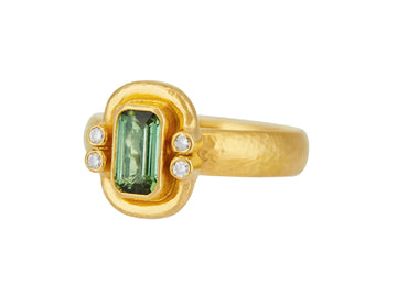 GURHAN, GURHAN Prism Gold Tourmaline Cocktail Ring, 8x5mm Rectangle set in Wide Frame