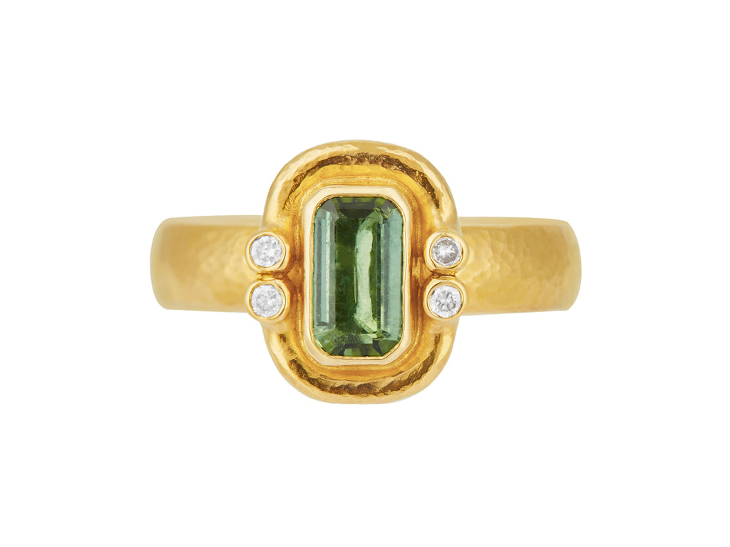 GURHAN, GURHAN Prism Gold Tourmaline Cocktail Ring, 8x5mm Rectangle set in Wide Frame