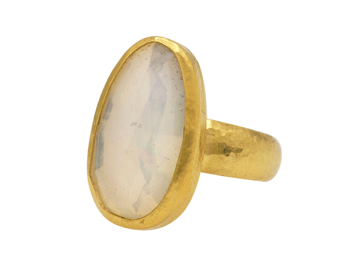 GURHAN, GURHAN Prism Gold Stone Cocktail Ring, 21x12mm Amorphous Shape, Ethiopian Opal