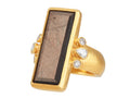 GURHAN, GURHAN Prism Gold Stone Cocktail Ring, 27x11mm Rectangle, Sapphire and Diamond