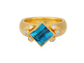 GURHAN, GURHAN Prism Gold Stone Cocktail Ring, 8mm Square, Topaz and Diamond