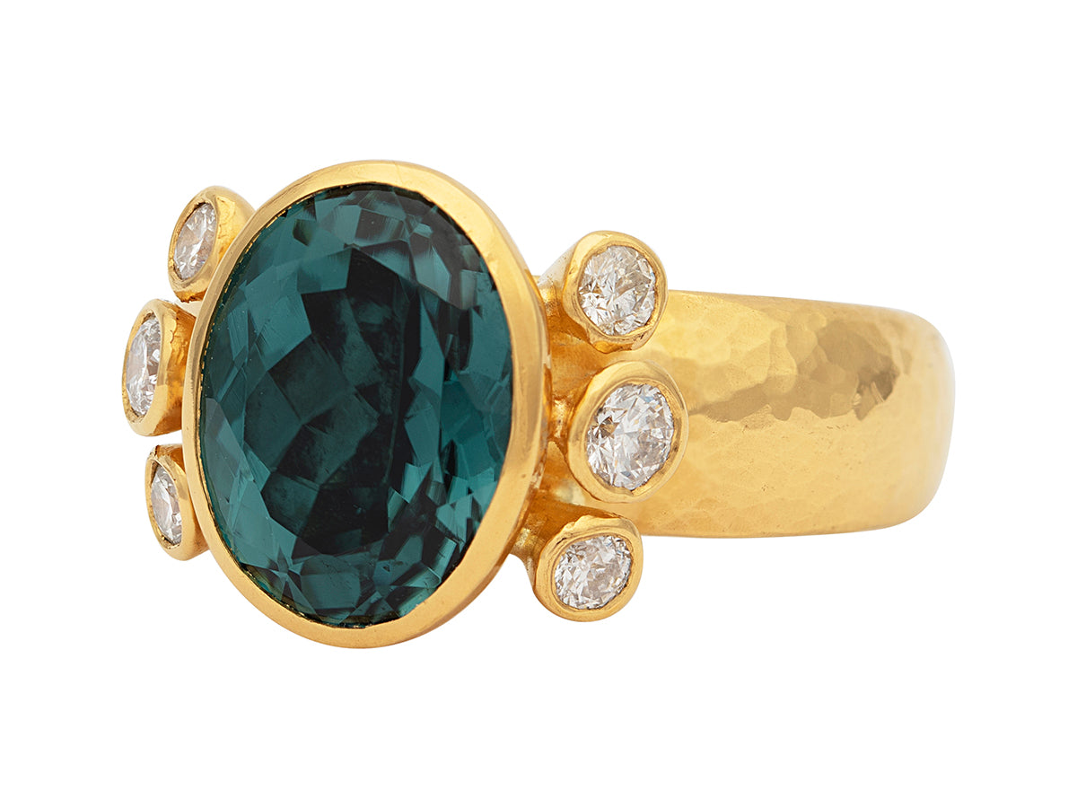 GURHAN, GURHAN Prism Gold Stone Cocktail Ring, 13x10mm Oval, Tourmaline and Diamond