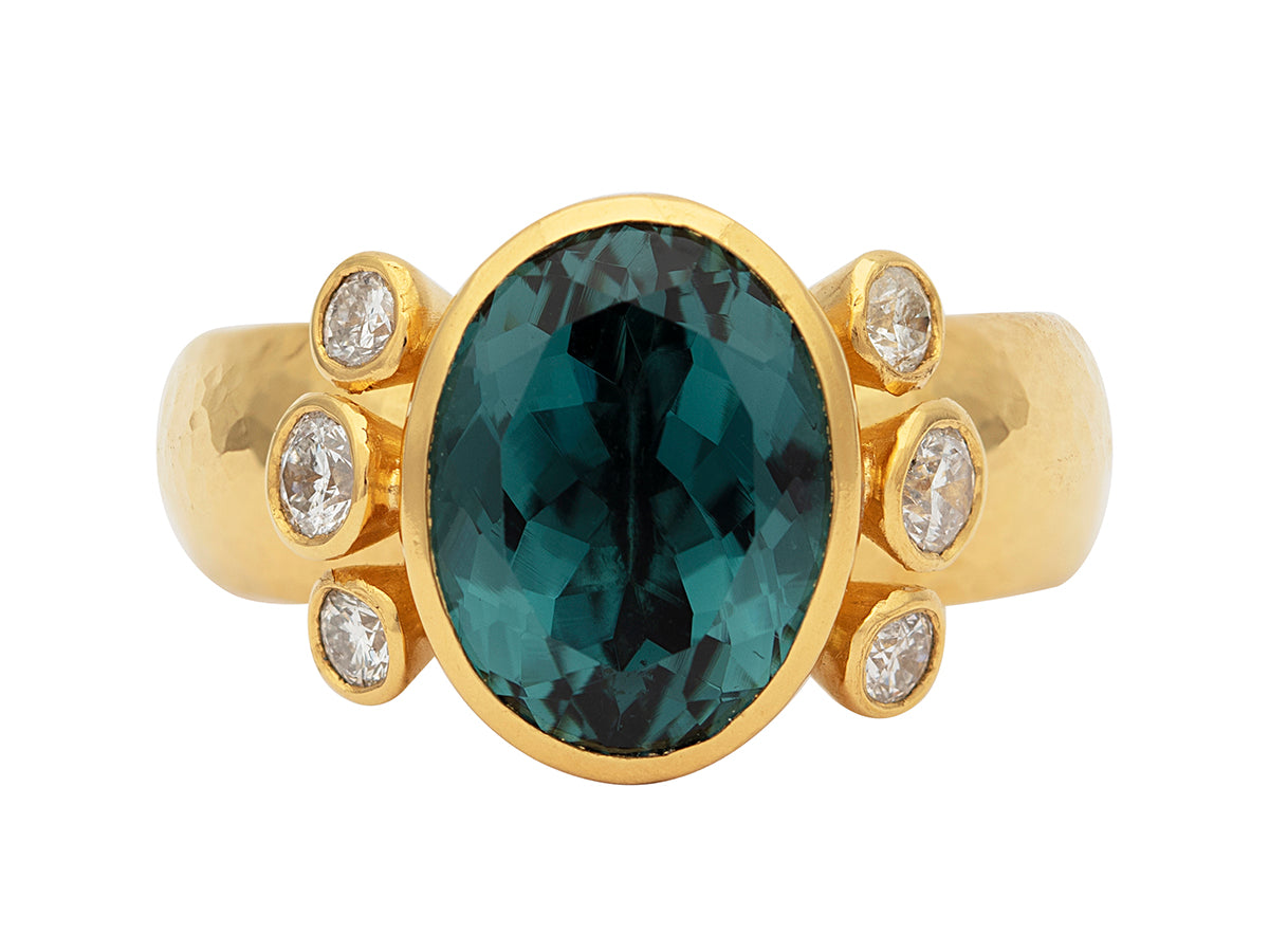 GURHAN, GURHAN Prism Gold Stone Cocktail Ring, 13x10mm Oval, Tourmaline and Diamond