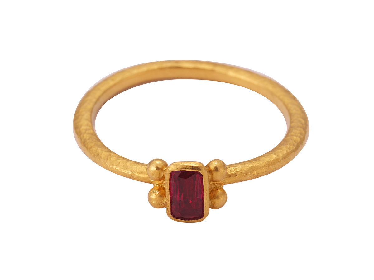 GURHAN, GURHAN Prism Gold Stone Stacking Ring, 5x3mm Rectangle, Ruby