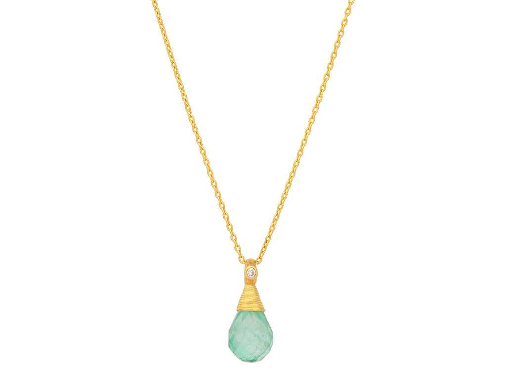 GURHAN, GURHAN Prism Gold Emerald Pendant Necklace, 10x6mm Teardrop