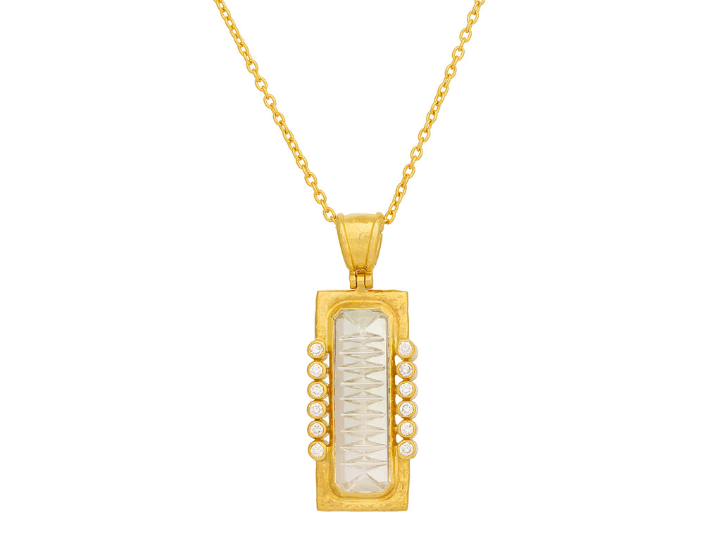 GURHAN, GURHAN Prism Gold Amazonite Pendant Necklace, 30x10mm Rectangle set in Wide Frame