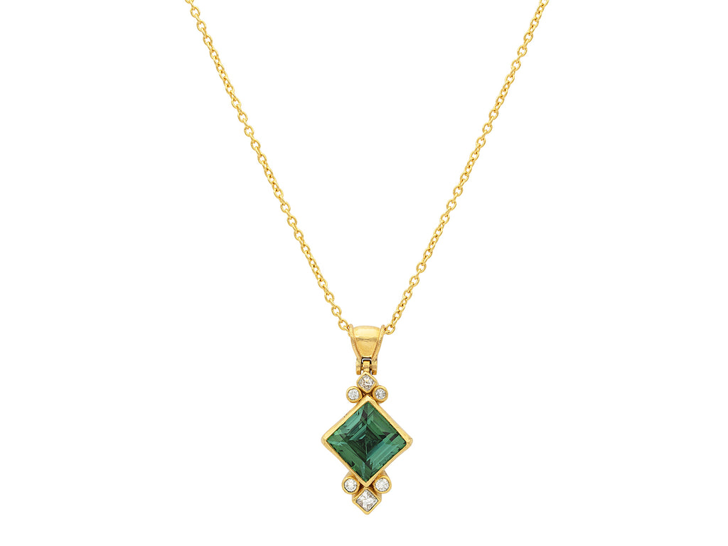 GURHAN, GURHAN Prism Gold Tourmaline Pendant Necklace, 10mm Facetted Square