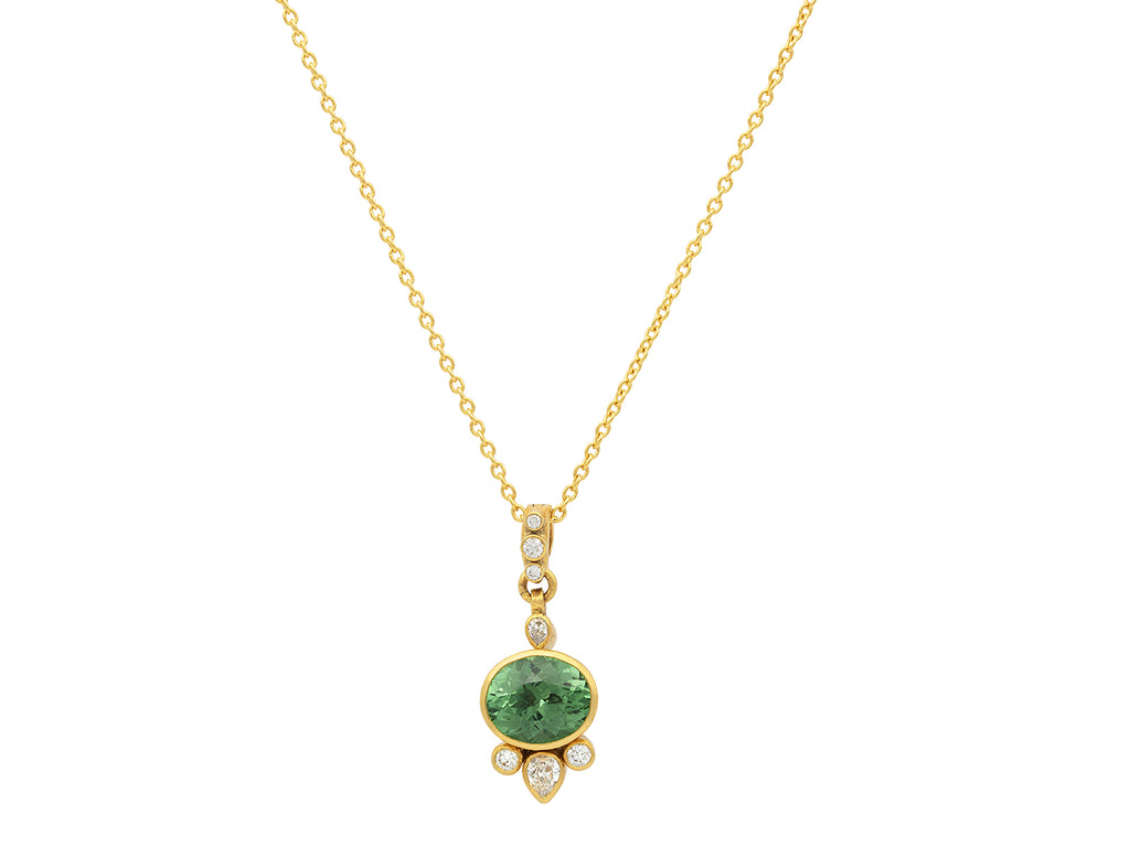 GURHAN, GURHAN Prism Gold Tourmaline Pendant Necklace, 12x10mm Facetted Oval