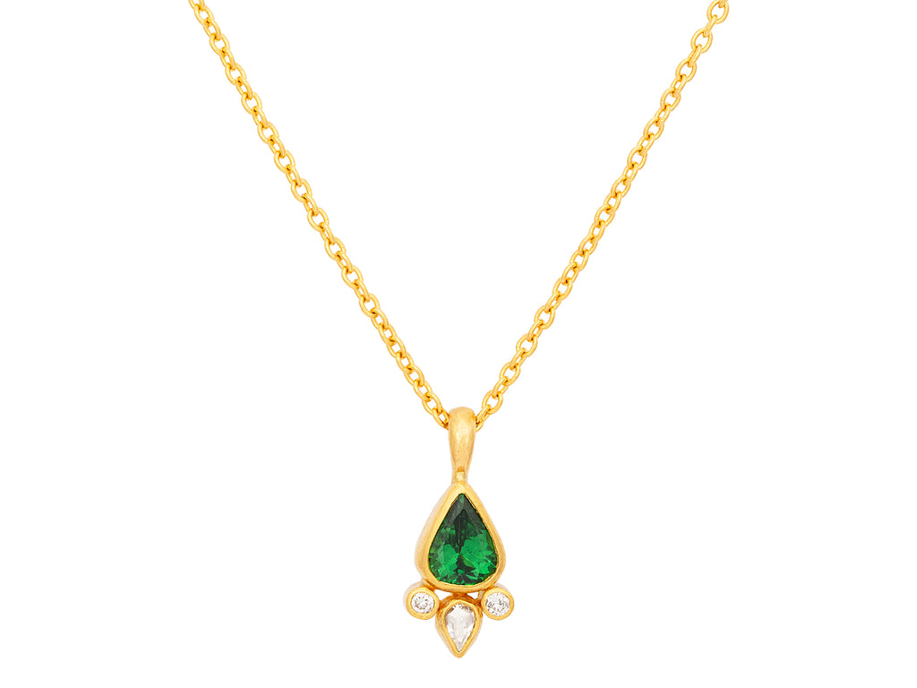 GURHAN, GURHAN Prism Gold Tsavorite Pendant Necklace, 8x6mm Teardrop