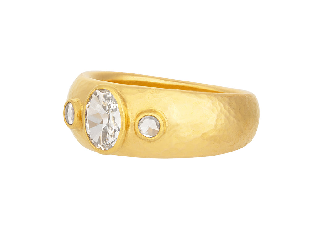 GURHAN, GURHAN Prism Gold Cocktail Ring, 8x6mm Oval Center Stone, Diamond