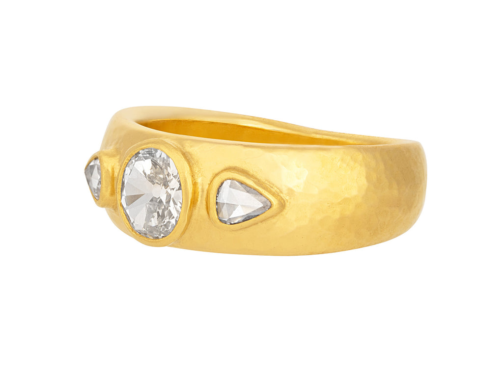 GURHAN, GURHAN Prism Gold Cocktail Ring, 6x5mm Oval Center Stone, Diamond