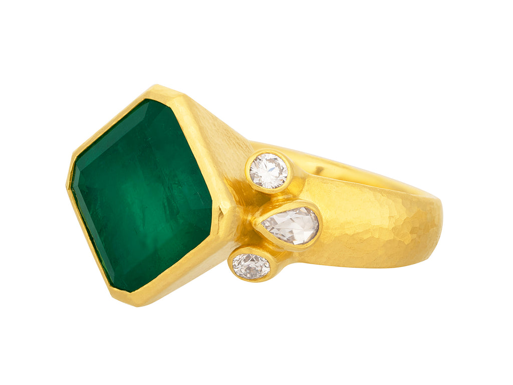 GURHAN, GURHAN Prism Gold Emerald Cocktail Ring, 13mm Square Stone