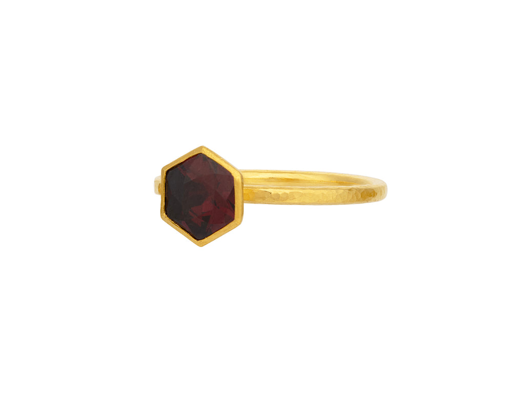 GURHAN, GURHAN Prism Gold Garnet Stacking Ring, 7mm Hexagon Stone